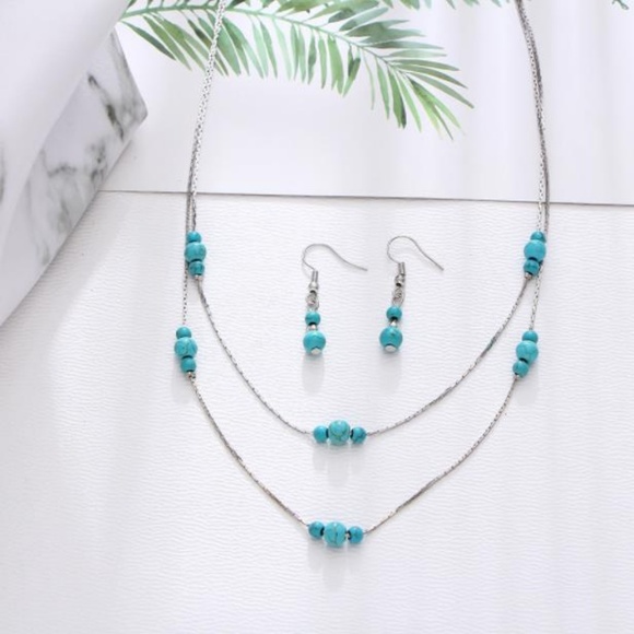 Jewelry - NEW turquoise beaded necklace&earrings set